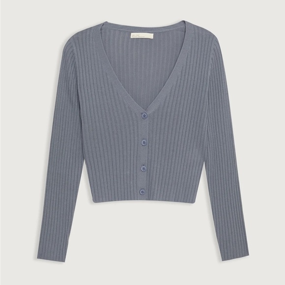 OAK + FORT Long Sleeve Cardigans (set of two: Misty Blue and Black) - Picture 1 of 7